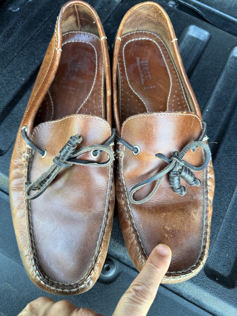 GH Bass Leather Driving Loafer Slip-on 11.5 vibram soles 1316 bass blakeman lace